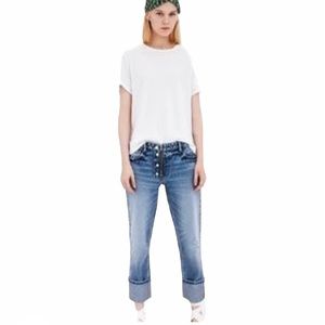 Zara Light Blue Cropped Ankle Jeans